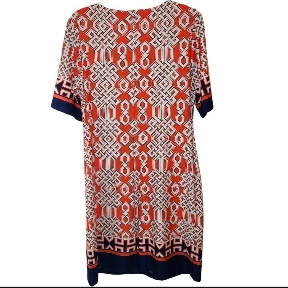 Madison Leigh Red and Blue Geometric Print Shift Dress.  Size 10